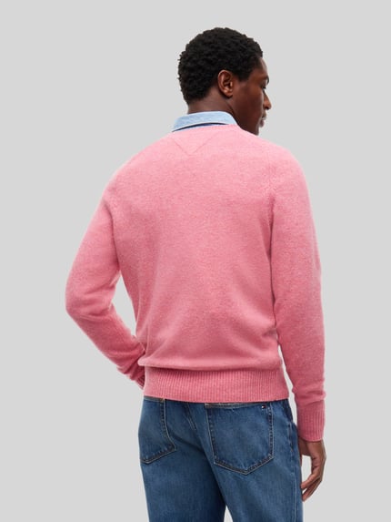 Tommy Hilfiger Regular Fit Pullover aus Lammwoll-Mix Pink Melange 5