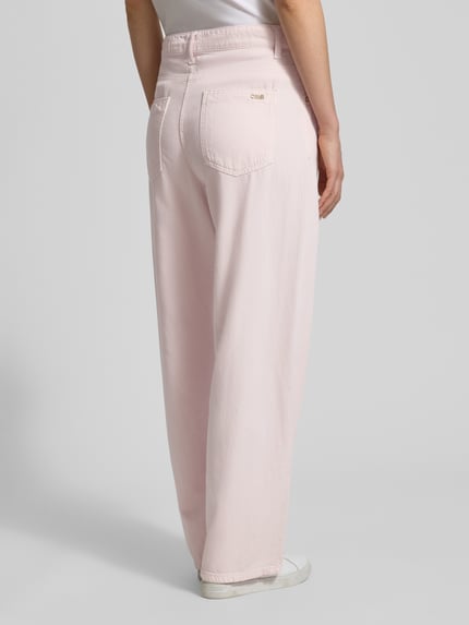 CAMBIO Baggy Jeans aus Lyocell-Mix mit Leinen-Anteil Hellrosa 5