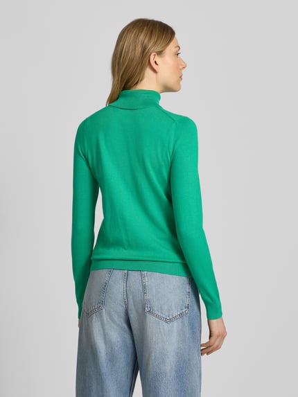 Jake*s Casual Sweter z golfem o kroju slim fit z mieszanki wiskozy w imitacji dzianiny Jabłkowozielony 5