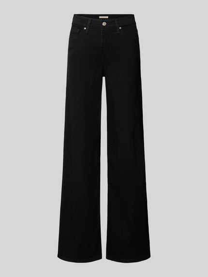 Productfoto, zwarte wide leg broek van katoenen mix, gladde structuur, Wide Leg Jeans aus Baumwoll-Mix Modell '318' van Levi's® 300, dames jeansvariatie