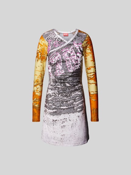 Diesel Mini-jurk met v-hals Middengrijs - 2