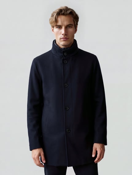 Strellson Regular Fit Kurzmantel aus Woll-Mix Dunkelblau 4