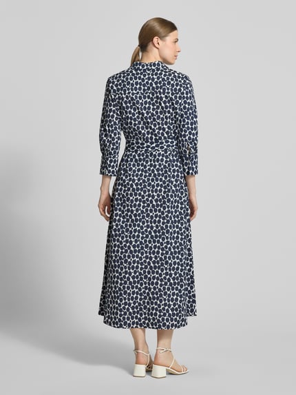 MORE & MORE overhemdjurk met Strikceintuur en 3/4-mouw Marineblauw - 5