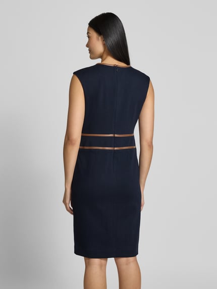 Lauren Ralph Lauren Knielanges Etuikleid mit Rundhalsausschnitt Modell 'KIRENA' Marine 5