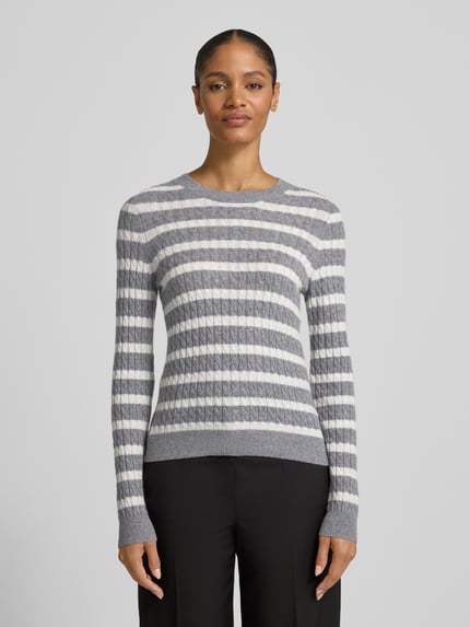 Christian Berg Woman Strickpullover aus Kaschmir mit Rundhalsausschnitt Graphit Melange 4