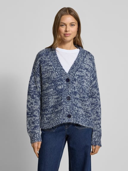 Fynch-Hatton Kardigan o kroju relaxed fit w dwa kolory z domieszką wełny z alpaki Granatowy 4