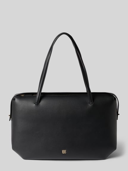 Produktfoto, czarna torebka w materiał skóropodobny Henkeltasche in Leder-Optik Modell 'Meelo_Tote' od HUGO, elegancka faktura, damska torebka