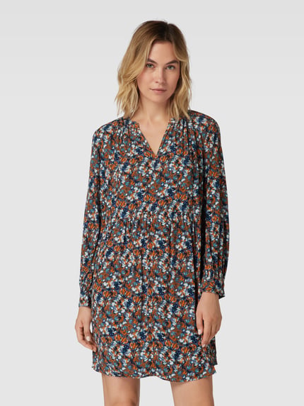 Tom Tailor Mini-jurk van viscose met all-over motief Marineblauw - 4