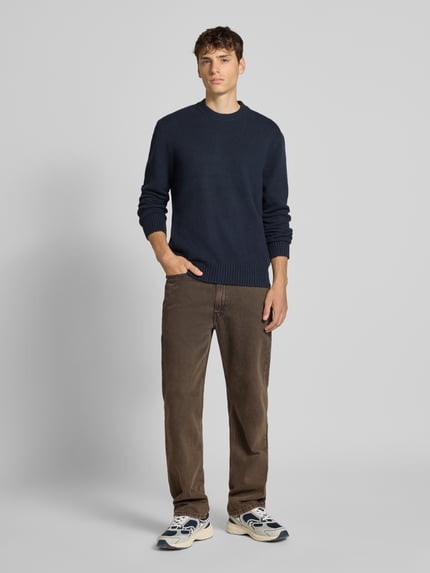 ONLY & SONS Relaxed Fit Pullover aus Baumwoll-Mix mit Woll-Anteil Modell 'JAMES' Dunkelblau 1