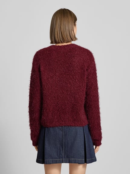 NOISY MAY® Gebreide pullover van effectgaren, model 'SASSY' Bordeaux - 5