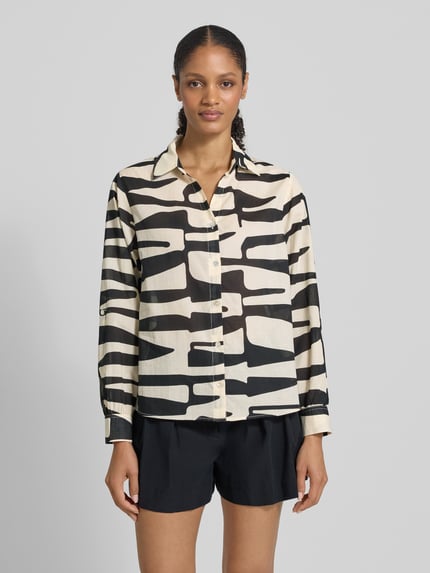OPUS Regular fit blouse met knoopsluiting, model 'Fumani' Zwart - 4