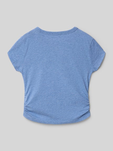 Abercrombie&Fitch regular fit T-shirt met rimpelingen Lichtblauw gemêleerd - 3