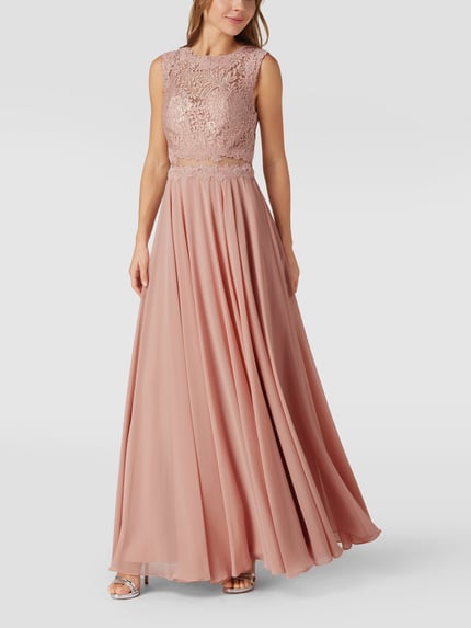 Mascara Abendkleid mit floralen Stickereien Altrosa 1