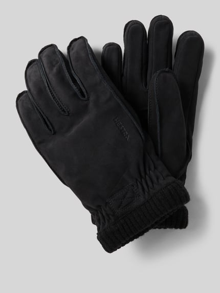 Hestra Lederhandschuhe mit Label-Detail Modell 'Joar' BLACK 1