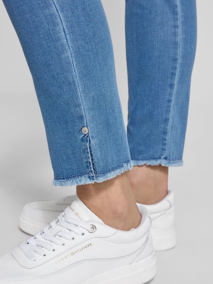 Raphaela By Brax Skinny Fit Jeans aus Baumwoll-Mix Modell 'LAVINA FRINGE' Blau 3