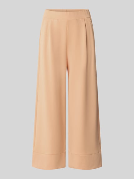 Produktfoto, Wide Leg Sweatpants aus Modal-Mix von Rich & Royal in hellem Apricot, weiche Stoffstruktur, elastischer Bund, Bundfalten, seitliche Eingrifftaschen, Gesäßtaschen, Damen Sweatpants