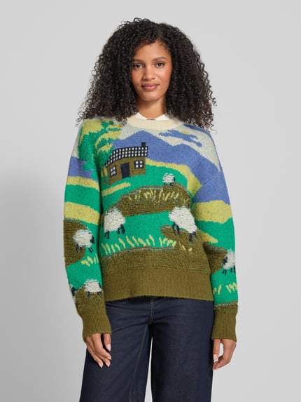 Jake*s Casual Sweter z dzianiny ze wzorem na całej powierzchni Écru 4