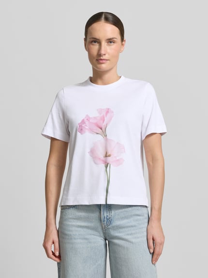 Stefanel T-Shirt mit Motiv-Print Modell 'FIORE' Weiss 4