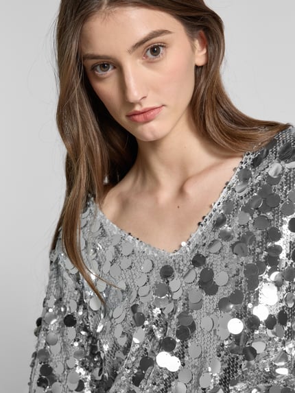 Moves Minikleid mit Paillettenbesatz Modell 'Idona' Silber 3