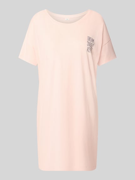 Produktfoto, Comfort Fit Pyjama aus Baumwoll-Viskose-Mix Modell 'Perfect Nights Nachthemd' von s.Oliver RED LABEL, zartrosa, lockerer Schnitt, glatte Textur