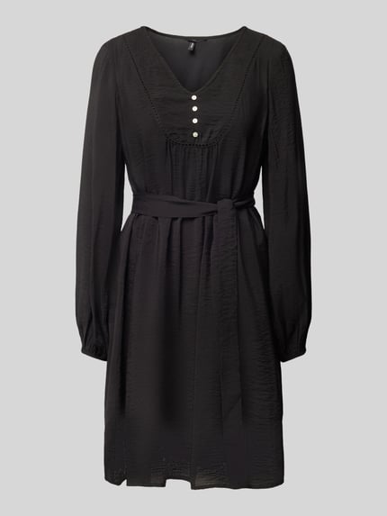 VERO MODA Minikleid mit Bindegürtel Modell 'MIRA' Black 2