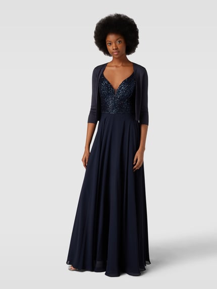 Vera Mont Cocktailjasje met effectgaren Donkerblauw - 1