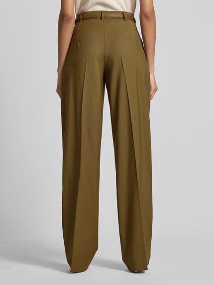 Max Mara Studio Wide Leg Hose aus reiner Schurwolle Khaki 5