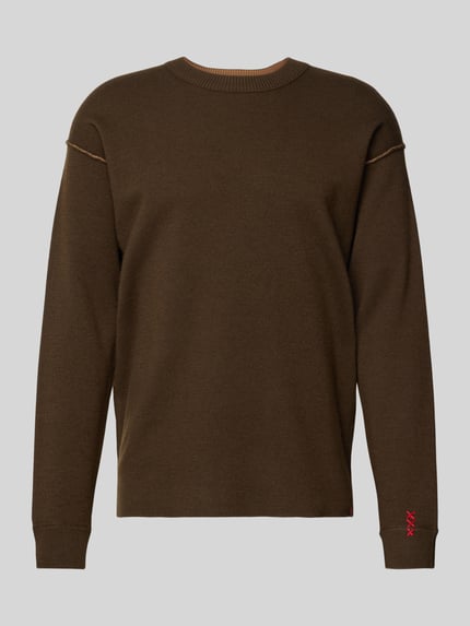 Scotch & Soda Regular fit gebreide pullover van mix van katoen en wol Donkerbruin - 2
