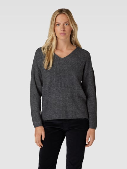 VERO MODA Strickpullover mit Strukturmuster Modell 'CREWLEFILE' Mittelgrau 4