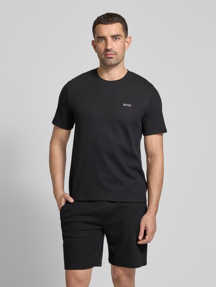 BOSS T-shirt met labelstitching Zwart - 4
