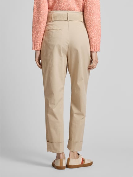 BOSS Orange Straight Fit Stoffhose mit Bundfalten Modell 'Tashaina' Sand 5