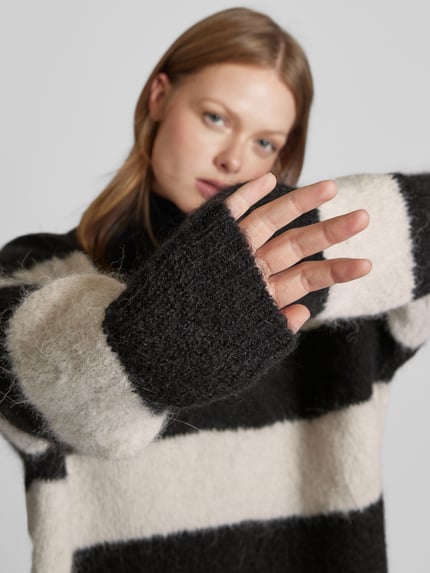 Selected Oversized gebreide pullover met ronde hals, model 'GABELLA' Offwhite - 3