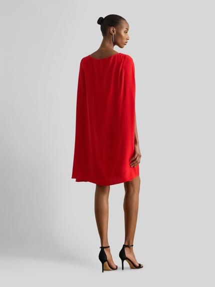 Lauren Ralph Lauren Eng anliegendes Cocktailkleid mit integriertem Cape Rot 5