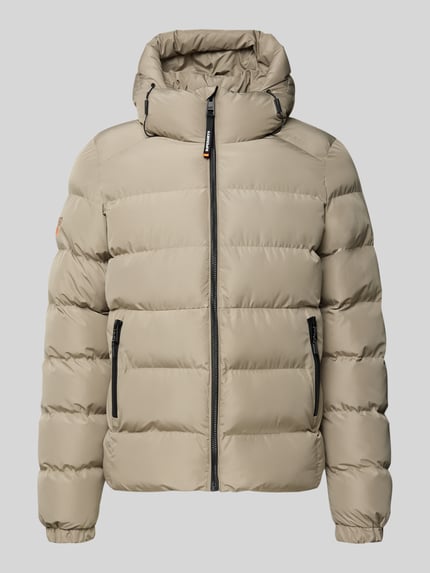Superdry Steppjacke mit Kapuze und seitlichen Reißverschlusstaschen Beige 2