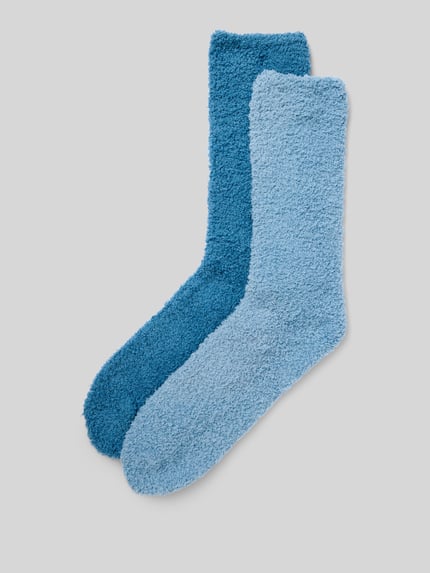 camano Skarpety z elastycznym pasem model ‘Socks cosy sustainable’ w zestawie 2 szt. Jeansowy niebieski 1