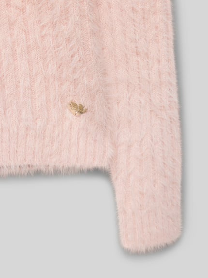 GUESS Strickpullover mit gerippten Abschlüssen Hellrosa 2