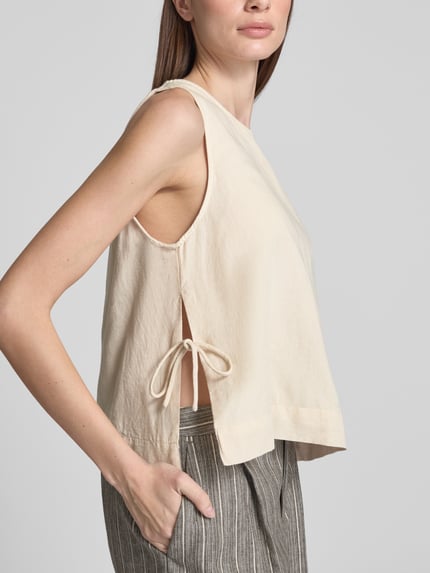 Neo Noir Blousetop met ronde hals, model 'Svetlana' Beige - 3