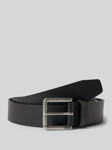 BOSS Leren riem met doornsluiting model 'Joris' Zwart - 1