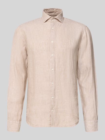 Produktfoto, Regular Fit Business-Hemd aus Leinen mit Kentkragen von SEIDENSTICKER, beige, glatte Textur, Knopfleiste, Herren, 79 cm Rückenlänge, 46 cm Schulterbreite, 67 cm Ärmellänge, Größe 40