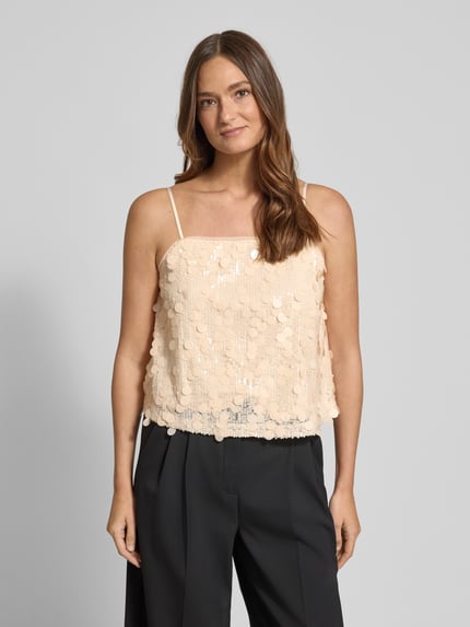 Jake*s Collection Top met bandjes met Pailletten Ecru - 4