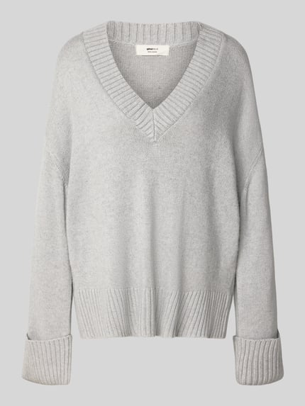 Gina Tricot Loose Fit Strickpullover mit Woll-Anteil Hellgrau Melange 2