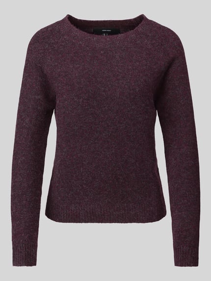 VERO MODA sweter o kroju regular fit z okrągłym dekoltem model 'DOFFY' Ciemnoczerwony 2