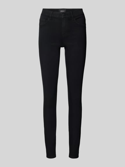Produktfoto, Coloured Skinny Fit Jeans von ONLY im Damen 5-Pocket-Jeans Stil aus Viskosemischung mit Baumwoll- und Stretch-Anteil, schwarze Farbe.