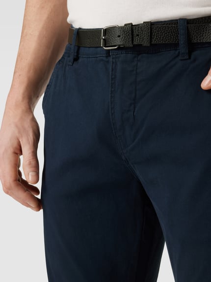 Lindbergh Regular Fit Chino mit Gürtel Marine 3