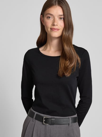 Marc O'Polo Shirt met lange mouwen van katoen met logodetail Zwart - 3