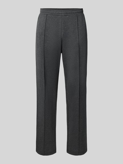 Produktfoto, Straight Fit Sweatpants mit elastischem Bund von REVIEW in Dunkelgrau mit Bügelfalte, Material-Mix mit Baumwoll-Anteil.