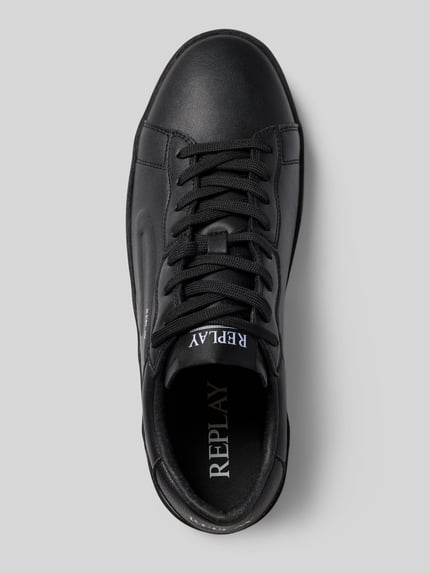 Productfoto, Sneaker mit Logo-Details Modell 'RAPID' van Replay voor heren in zwart met vetersluiting, afgeronde model, gestructureerde zool, hakhoogte maat 44: 4 cm, schachthoogte maat 44: 7 cm, schachtbreedte maat 44: 8 cm