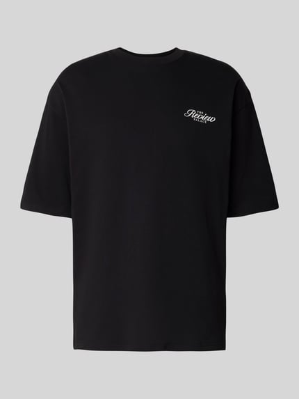 REVIEW Oversized T-Shirt mit Label-Print Black 2