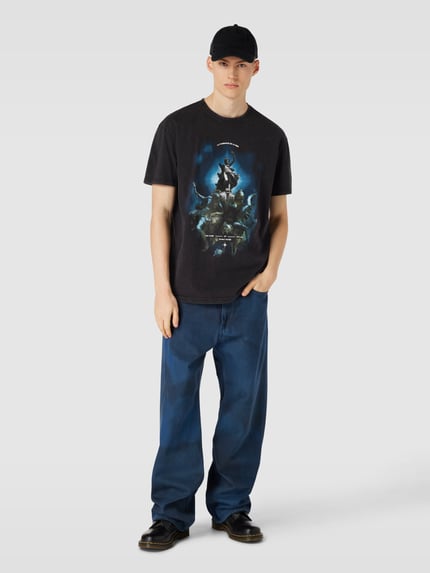 Mister Tee T-shirt z nadrukiem z motywem i napisem model ‘PUISSANCE LA MER’ Antracytowy 1