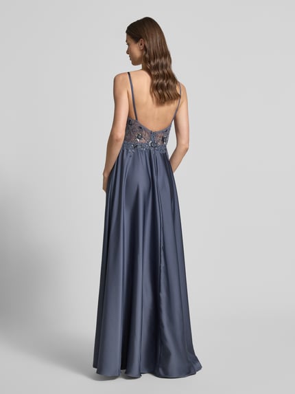 Laona Abendkleid mit floralem Ziersteinbesatz Blau 5